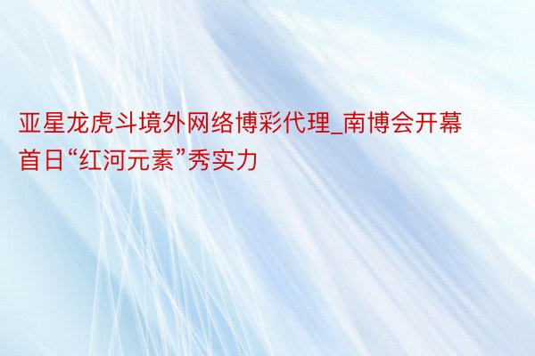 亚星龙虎斗境外网络博彩代理_南博会开幕首日“红河元素”秀实力