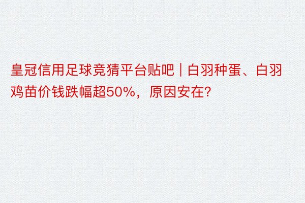 皇冠信用足球竞猜平台贴吧 | 白羽种蛋、白羽鸡苗价钱跌幅超5